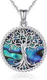 Tree of Life Necklace, 925 Sterling Silver Abalone Shell Family Tree of Life Pendant, Personalized Silver Jewellery for Women, Special Gifts for Mum/ Girlfriend/ Wife