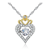 new inter-gold heart-shaped crown zircon pendant necklace color separation pendant Valentine's Day gift