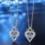 new inter-gold heart-shaped crown zircon pendant necklace color separation pendant Valentine's Day gift