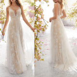 CUSTOM-MADE  Europe and the United States foreign trade new wedding dress wish Amazon Sexy v Collar sleeveless lace wedding dress