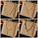 Green Stone Crystal  Necklace For Women  Party Accessorie