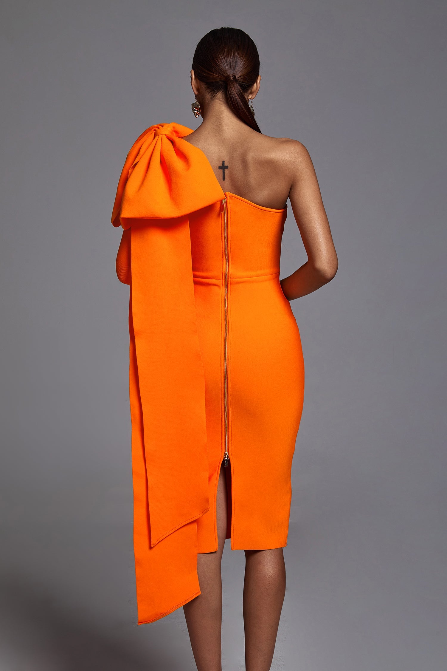 Abbey Orange One Shoulder Bandage Dress
