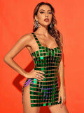 Christina Chainmail Split Green Mini Dress