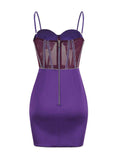 Daniella Corset Satin Mini Dress In Purple