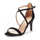 Sandals Woman Summer  Fashion Stilettos PU Leather Gladiator High Heels Sandals Open Toe Pump Shoe for Woman