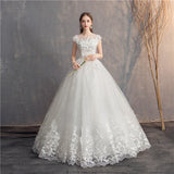 Diamond Lace Wedding Dress O-neck Beading Ball Gown Simple Cheap Wedding Dresses Princess Vintage Wedding Dresses