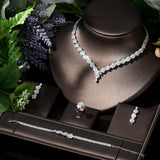 Design 4pcs AAA High Carbon Diamond Women Bridal Wedding Jewelry Set Earring Necklace Set femme mariage