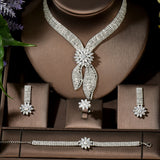 Luxury Big 4pcs Jewelry Set  18k white gold plated  on silver with Moissanite diamond  Party Wedding Jewelry