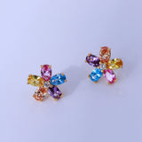 Simple, colorful, five petaled, small and forest style girl's Earrings