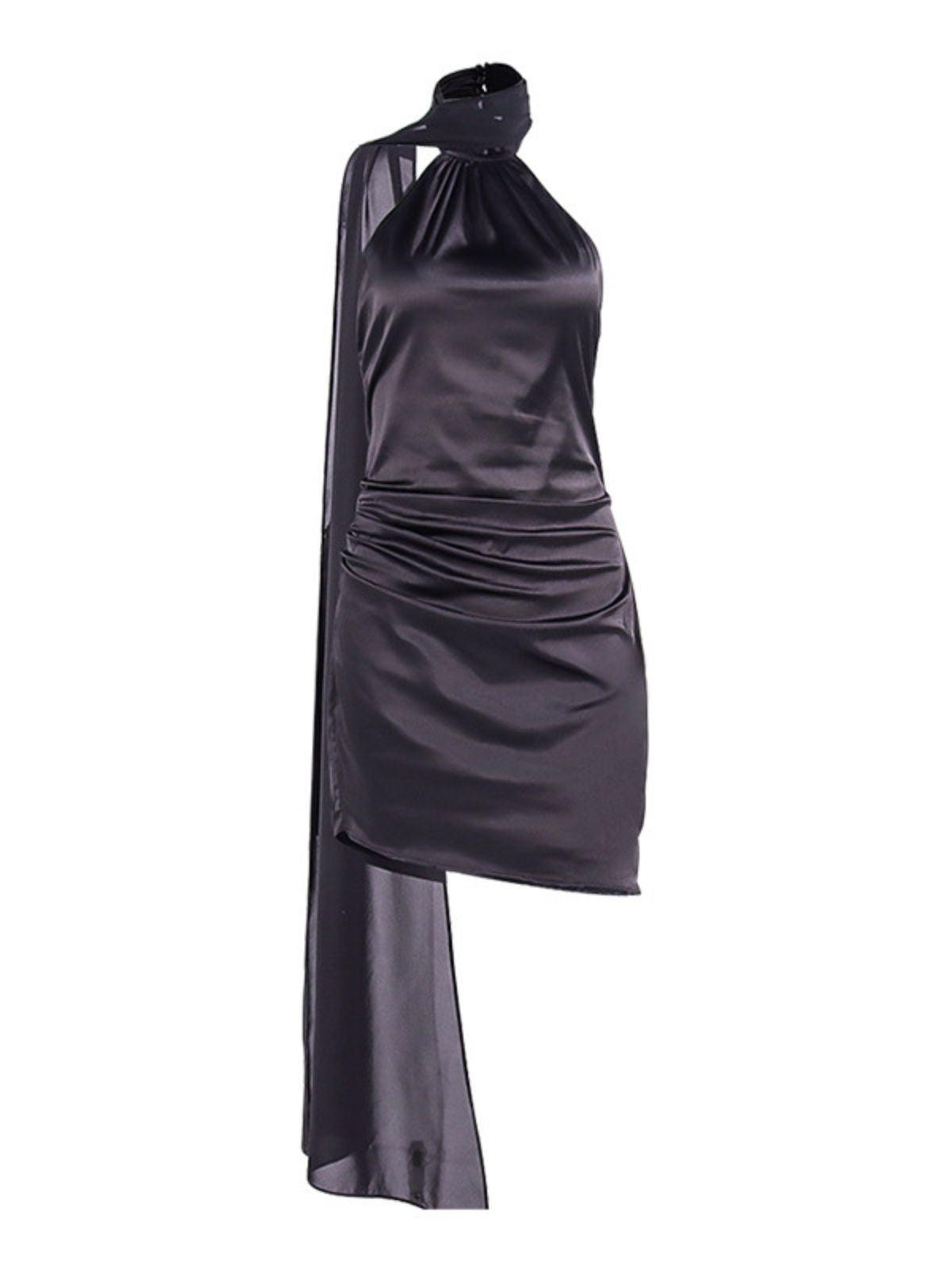 Jenny Satin Halterneck Mini Dress