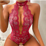 Lace Lingerie Bodysuit Crotchless Sexy Nightwear Plus Size Exotic Clothes for Women Sex See Through Teddy Lingerie Erotic Porno