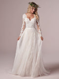 Lace Tulle Long Sleeve Wedding Dress Boho V-Neck Appliques Bridal Gown A-Line Open Back Vestido De Novia Bohemian