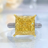 10*10MM Square Pink Yellow High Carbon Diamond Ring S925 Silver Ladies High Jewelry Wedding Party Birthday Gift