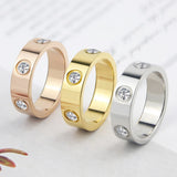 Luxury Shiny Rotating Circle 18ct gold plated with Moissanite diamond Rose Gold Love Ring for  Engagement gift