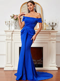 Off Shoulder Blue Mermaid Prom Dress XH2068