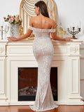 Sweetheart Off-the-Shoulder Designer White Prom Dress XH2051