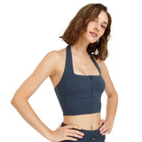 Spring Summer Zip Neck Sports Bra Woman shock-proof Running Close Gym Bra Broad Shoulder Strap Yoga vest