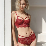 Large breasts show small sexy thin lace underwear women, gathered on the push-up Bra, hollowed-out Bra set size