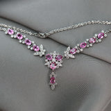 Heavy industry light luxury butterfly full diamond necklace Micro-encrusted diamond luxury Argyle pink diamond set chain