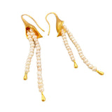 French retro pearl tassel high-end earhook personalized millet beads fashion high-end niche earrings women