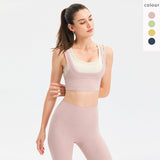 Sports underwear womens back shock-proof gathered running stereotypes abdominal yoga clothing Bra fake two fitness vest