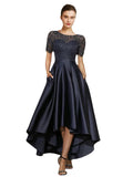 Autumn & Winter new style evening dress short sleeve lace slim before and after the long style foreign trade mom suit