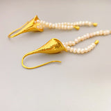 French retro pearl tassel high-end earhook personalized millet beads fashion high-end niche earrings women