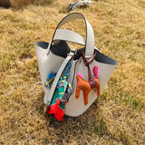Vegetable basket women's bag leather portable bucket bag new trendy niche hand bag elephant gray tote bag female summer