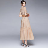 Take 5001-lace dress star new style French style elegant waist show thin temperament hollow out long skirt
