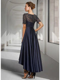 Autumn & Winter new style evening dress short sleeve lace slim before and after the long style foreign trade mom suit