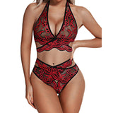 Plus Size Women Sexy Lingerie Set Embroidery Lace Bra And Thongs Underwear Set Perspective Mesh Floral Erotic Lingerie Sexy 4XL