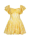 Princess Ruffle Cutout Mini Dress In Yellow