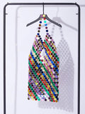 Raquel Cutout Chainmail Mini Dress In Rainbow