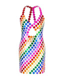Raquel Cutout Chainmail Mini Dress In Rainbow