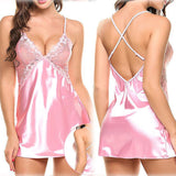 Sexy Nightdress Lingerie Set Lace Satin Pajamas Sexy Lingerie Pajama Set Erotic Hot Babydoll Nightdress Exotic Costumes