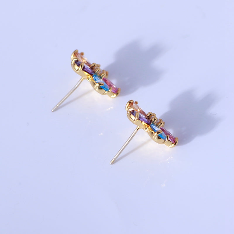 Simple. colorful. five petaled. small and forest style girl's Earrings