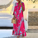 Summer Boho Long Dress Women Elegant V Neck Short Sleeve Print Party Dresses Sundress Female Vintage Maxi Dresses Casual Robe