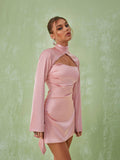 Sybil Satin Mini Dress In Pink