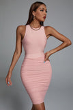 Unica Backless Ruched Mini Cocktail Dress - Pink