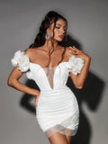 Valkyrie Off Shoulder Bandage Dress In White