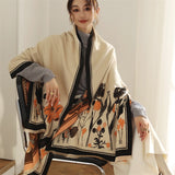 Warm Winter Scarf Cashmere Women Pashmina Design Print Shawls Wrap Female Thick Blanket Soft Bufanda Stoles  Fashion