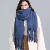 Winter Scarf Women Cashmere Warm Pashmina Solid Female Scarves Wraps Thick Soft Bufanda Big Tassels Shawl Long Stole