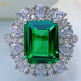 Luxury Ring 925 Sterling Silver 11*9 MM Emerald Cut Emerald Created Moissanite Gemstone Wedding Party Luxury Ring Fine Jewelry