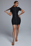 Yaca Zip Mini Cocktail Dress - Black