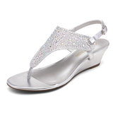 Womens Wedge Sandals  Summer Shoes Platform Non-slip PU Black Silver High Heel Sandals for Woman Shoes Plus Size