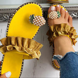 Women Sandals Slippers Shoes Flat Flip Flops String Bead Summer Fashion Wedges Woman Slides Pineapple Lady Casual Mujer