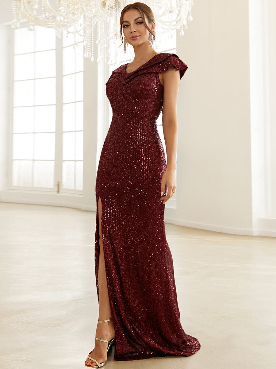 Multiple Layer Shoulder Sequin Prom Dress XH2261