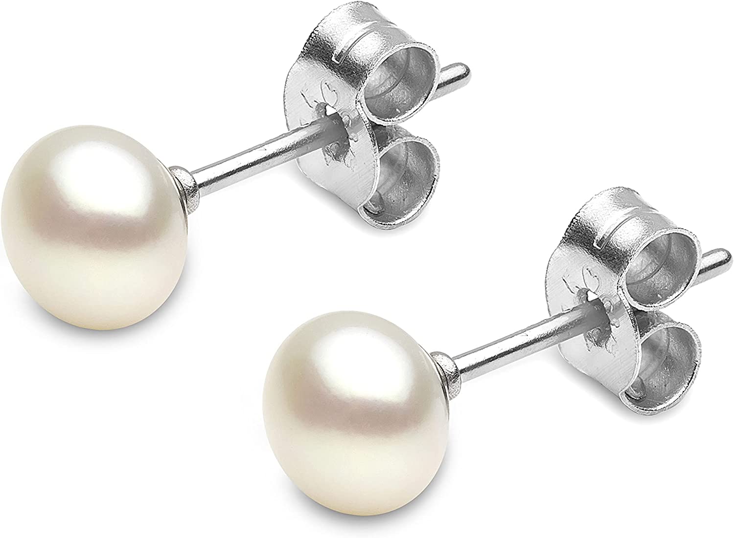 Kimura Pearls Button Shaped Cultured Freshwater Pearl Stud Earrings in 9ct Gold