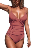 Women's One Piece Swimsuit Triangle Low Back Beach Swimwear Tummy Control Bathing Suit Swimming Costume Dark Blue