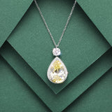 925 Sterling Silver 3EX Pear Cut VVS Fancy Vivid Yellow Sapphire Gem Created Moissanite Pendant Necklaces Fine Jewelry